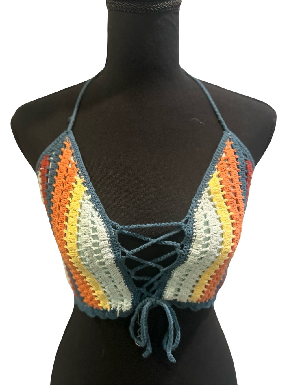 Forever 21 Multicolor Crochet Halter Bralette